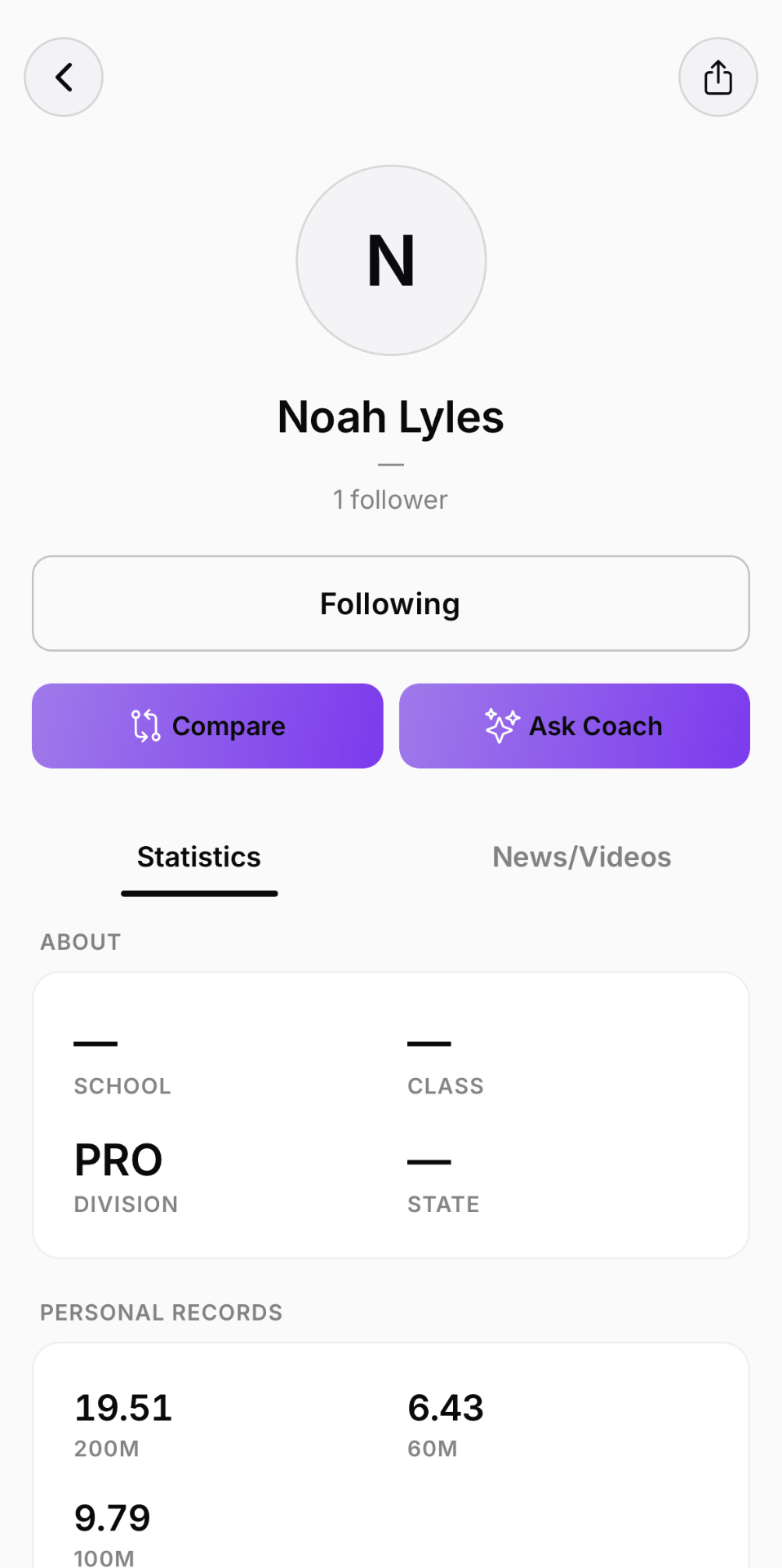 Follow an athlete profile