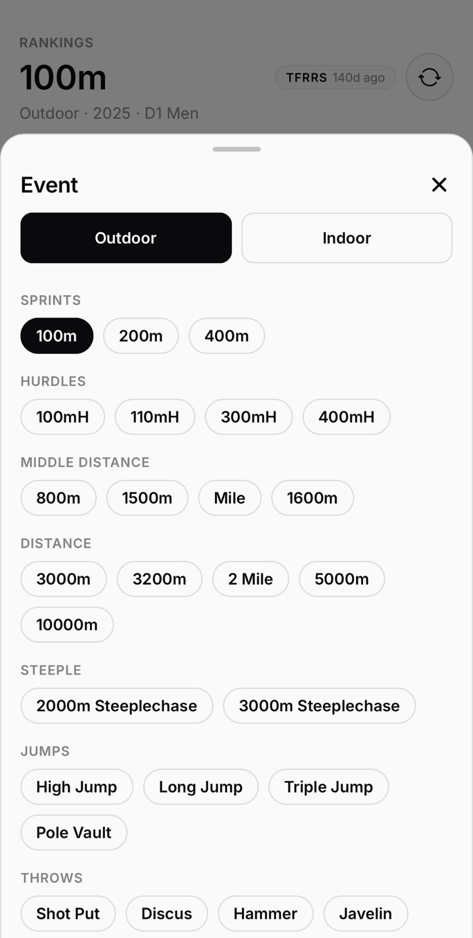 Outdoor event picker